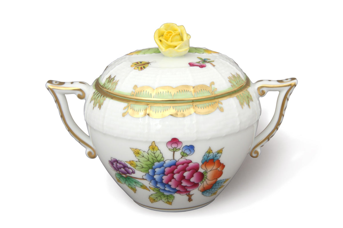 Sugar Bowl with Yellow Rose Knob