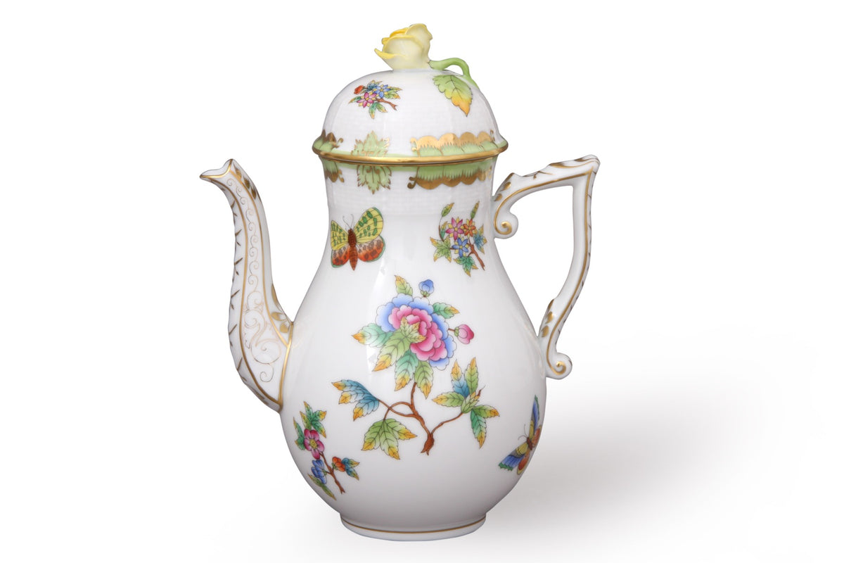 Coffeepot with Yellow Rose Knob