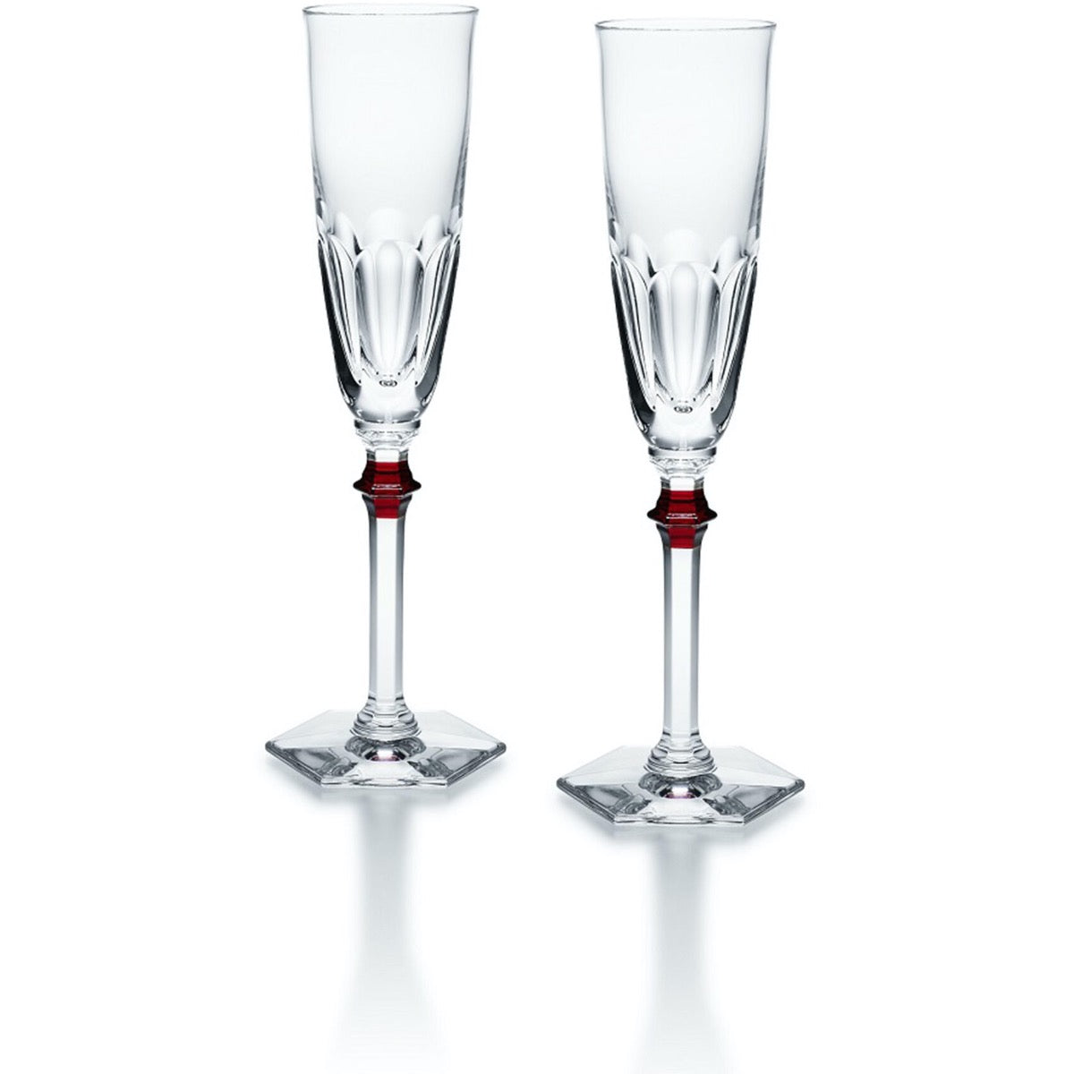 Pair of Red and Clear Flutes