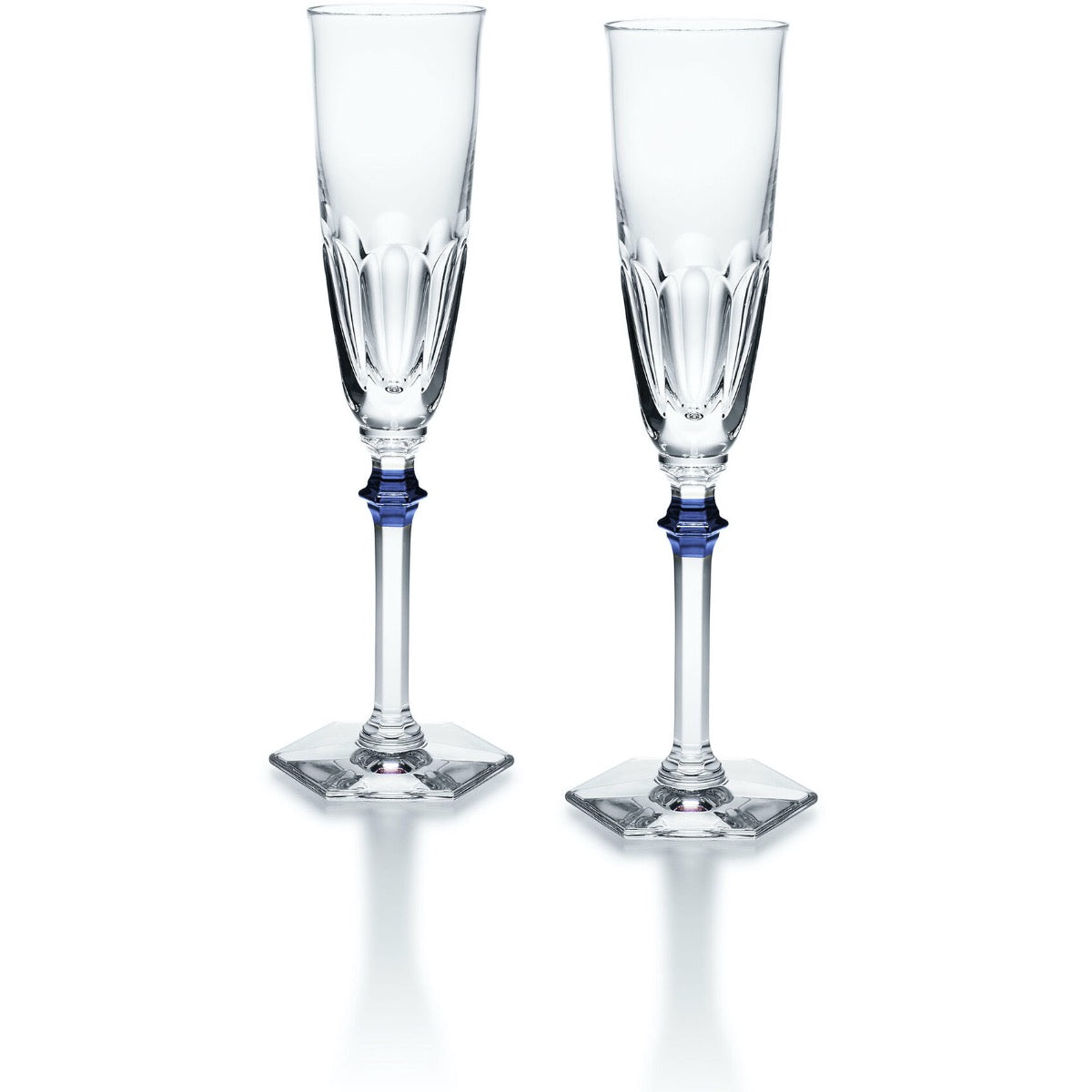 Pair of Blue and Clear Flutes
