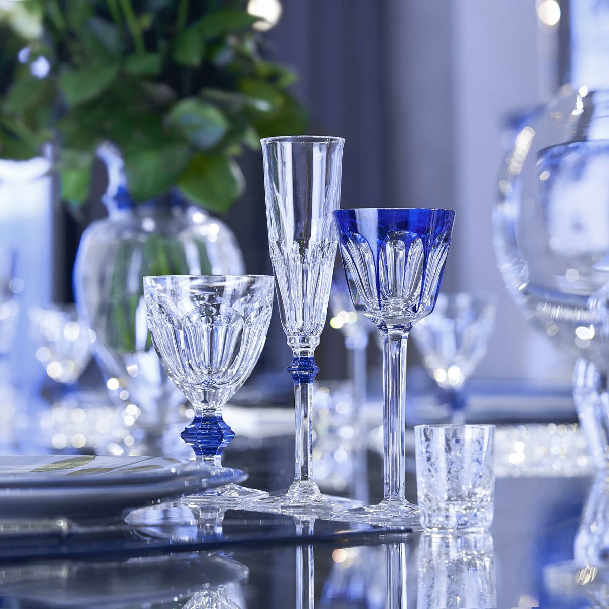 Pair of Blue and Clear Flutes