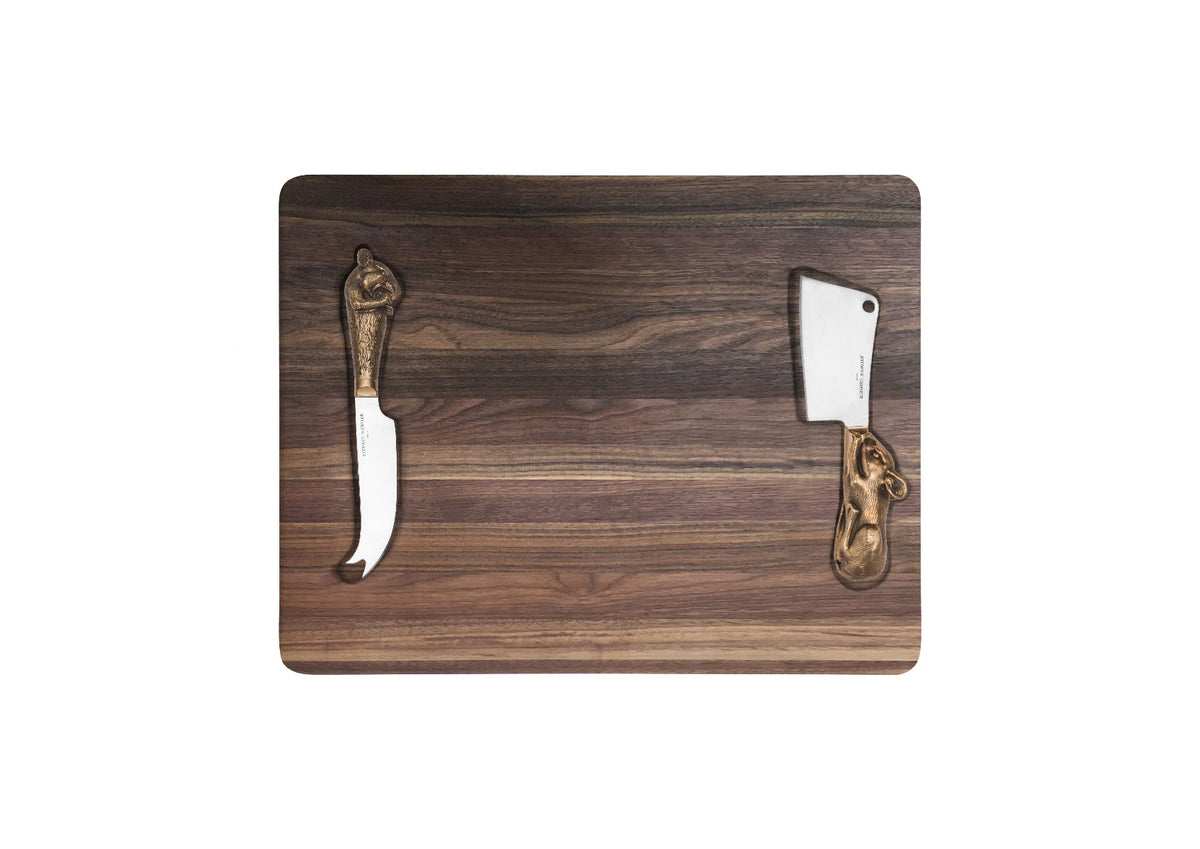 Cheese Board & 2x Bronze Knife